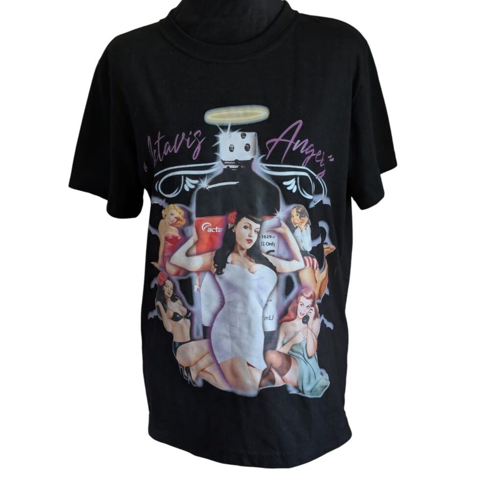 Revenge Actavis Angels Pin Up Graphic T Shirt Black Medium Rap Tee